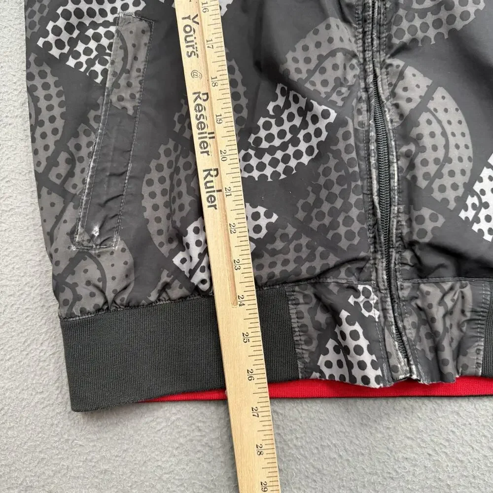 The North Face Jacket Mens Medium Gray Hooded‎ Full Zip Lined Geometric Pattern